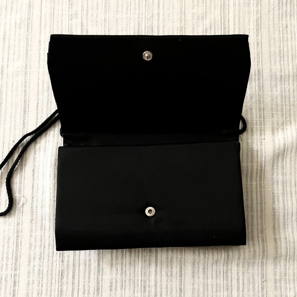 Vintage Carla Marchi Black/Crystal Black "Envelope Clutch" Satin Crossbody - Picture 2 of 7